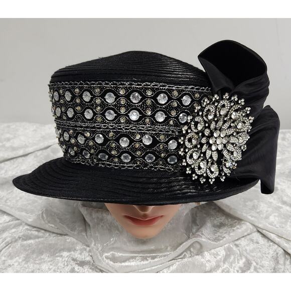 Whittall & Shon Black & Rhinestones Womens Couture Hat main image 6